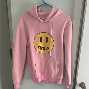 Drew Pink Hoodie with Yellow Emblem